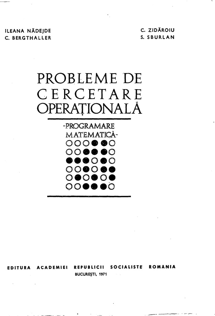 Probleme de cercetare operational Romanian Edition Ileana Nadejde Kitap Kapağı