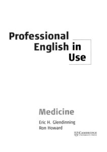 Professional English in Use Medicine Eric Glendinning, Ron Howard Kitap Kapağı