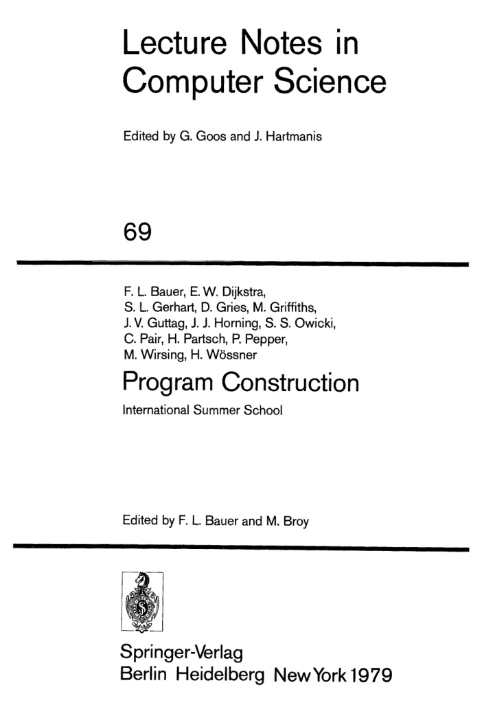 Program Construction Lecture Notes Kitap Kapağı