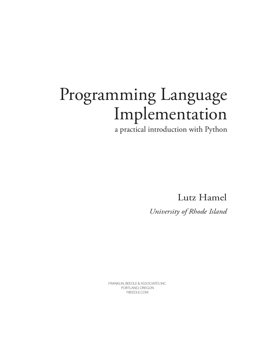 Programming Language Implementation PDF Download