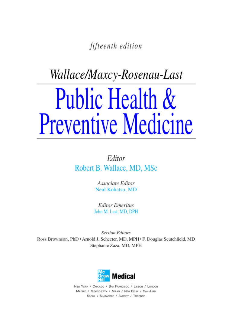 Public Health and Preventive Medicine Robert Wallace Z Library Kitap Kapağı