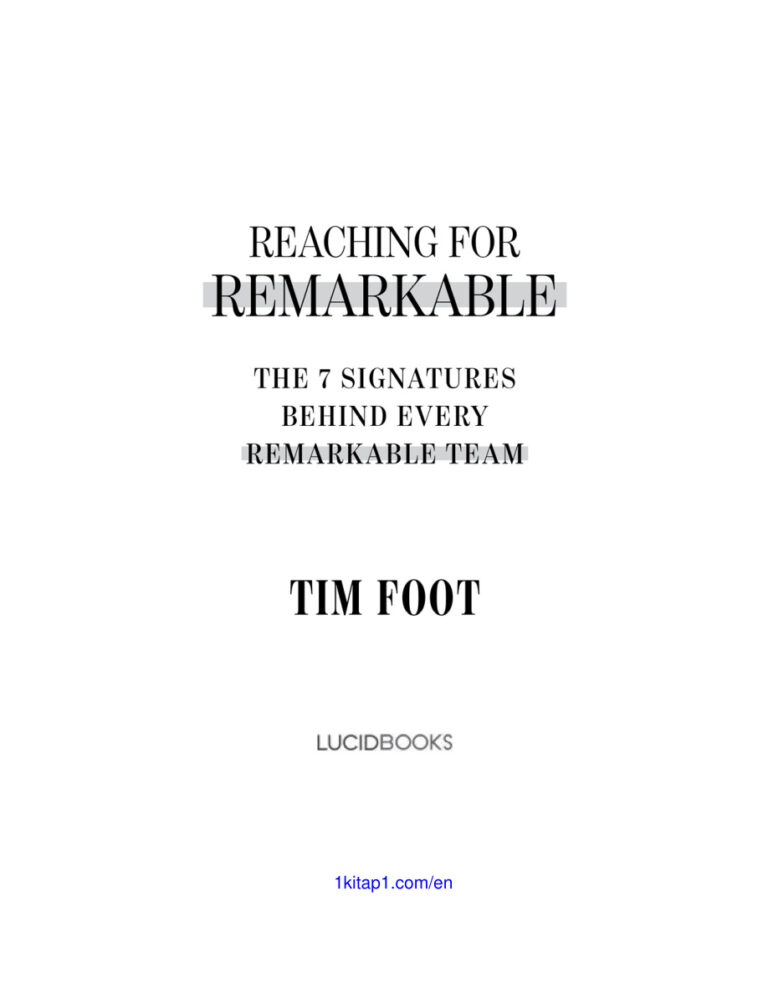Reaching for Remarkable Tim Foot Kitap Kapağı