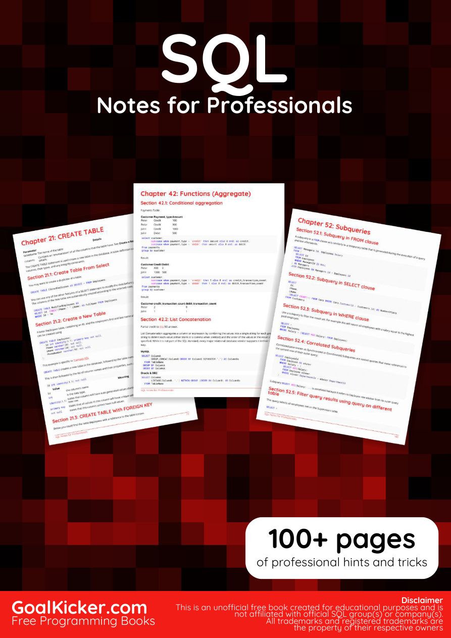 SQL Notes for Professionals PDF Download