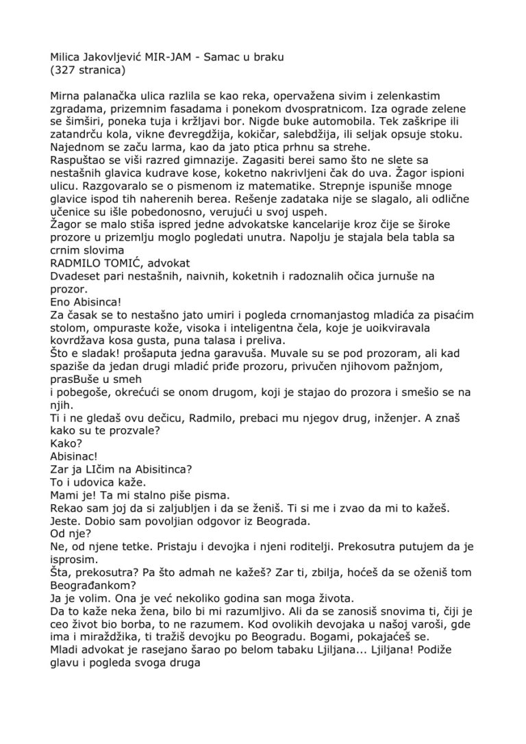 Samac u braku Serbian Edition MirJam Kitap Kapağı