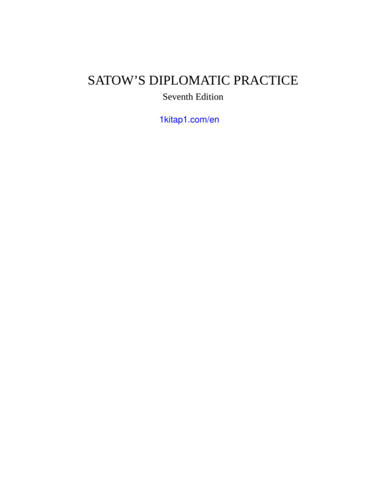 Satows Diplomatic Practice by Sir Ivor Roberts Sir Ivor Roberts Kitap Kapağı