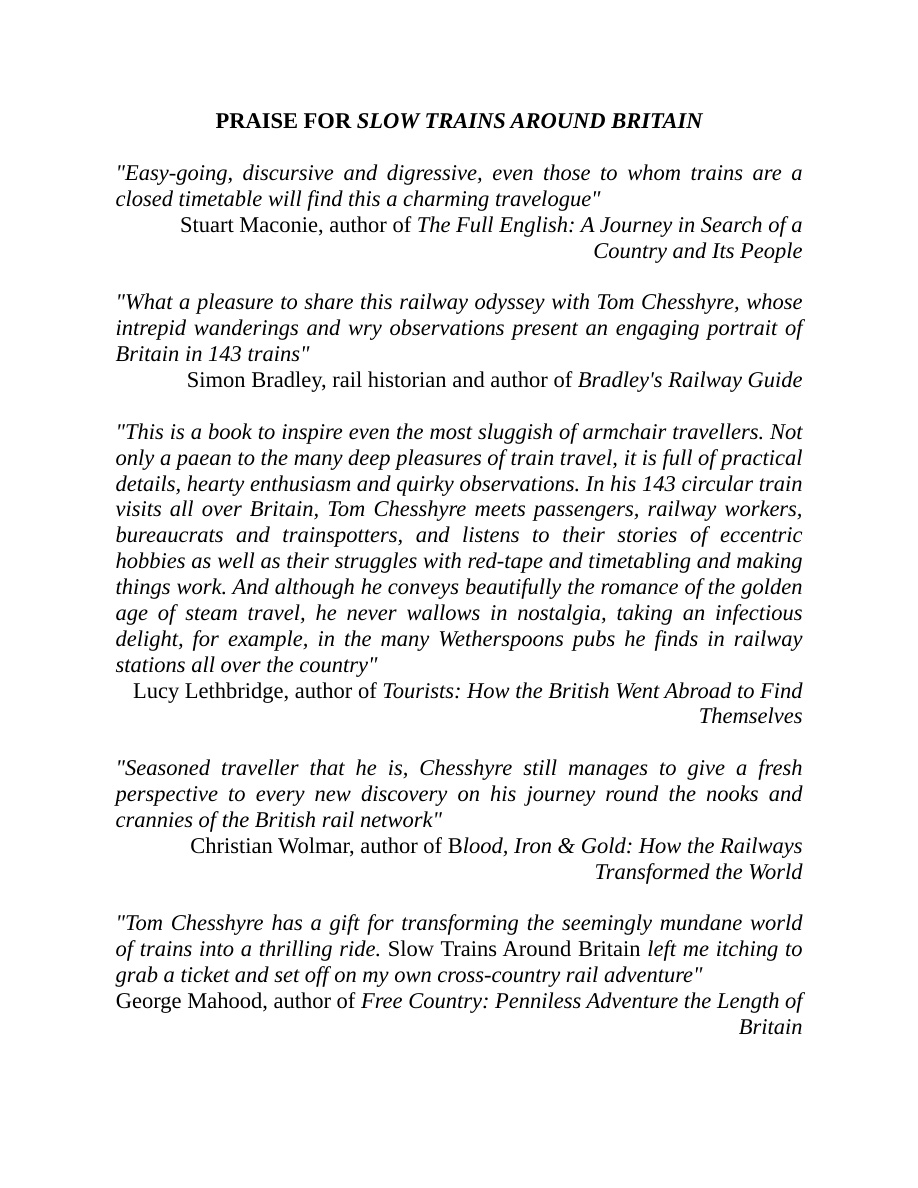 Slow Trains Around Britain Tom Chesshyre Kitap Kapağı