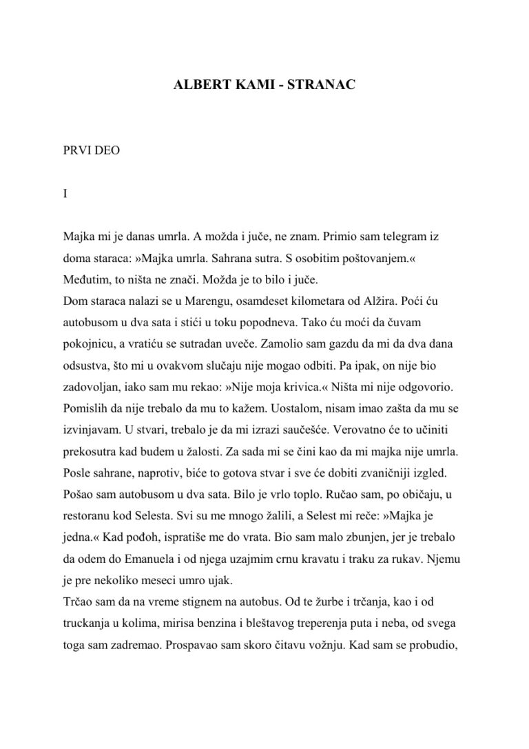 Stranac Serbian Edition Albert Camus Kitap Kapağı