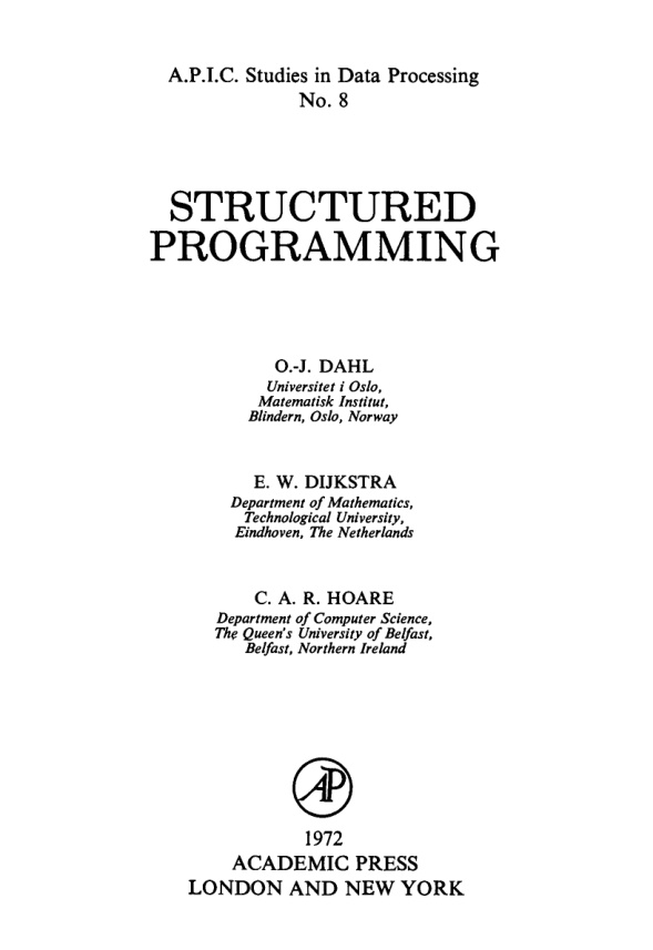 Structured Programming Edsger Dijkstra Kitap Kapağı