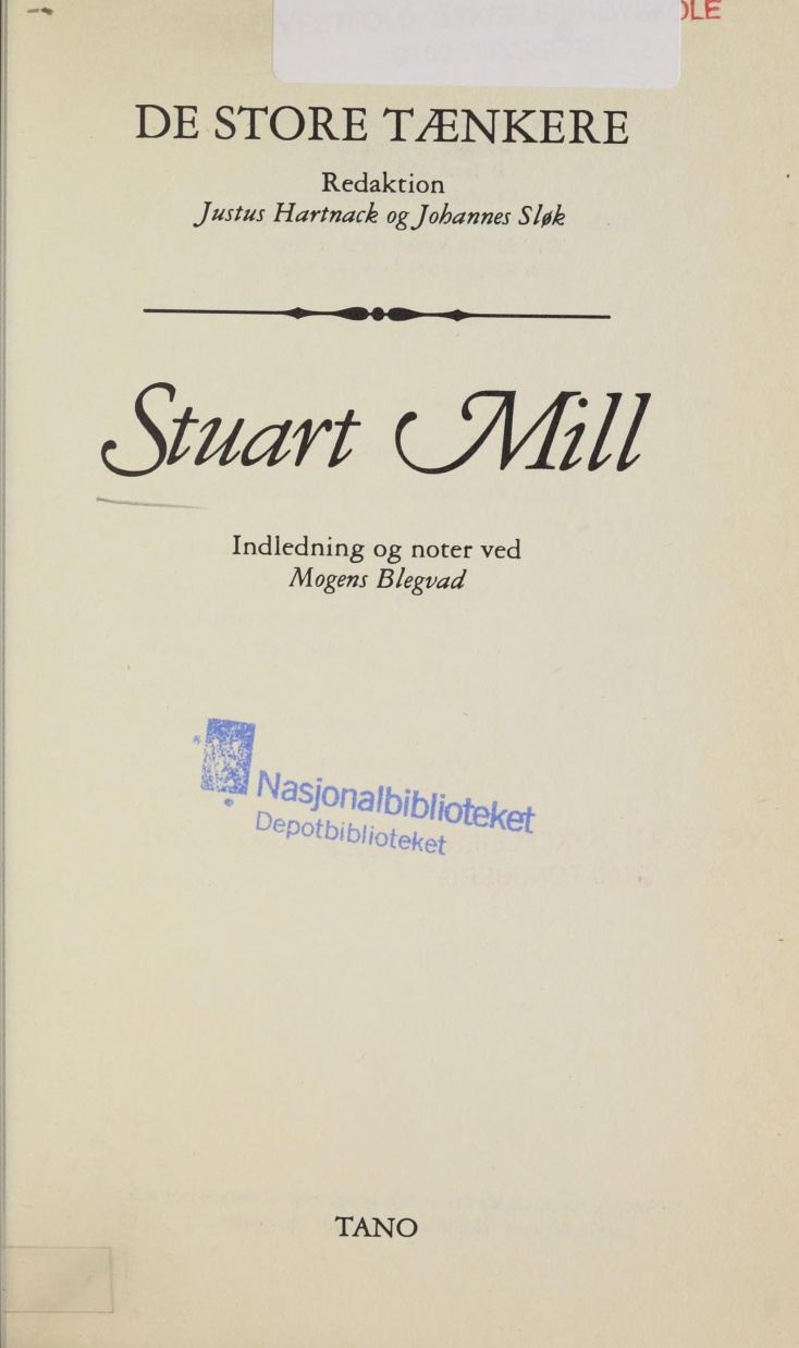 Stuart Mill Danish Edition Mogens Blegvad Kitap Kapağı
