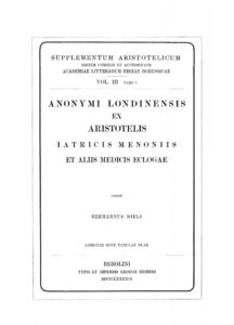 Supplementum Aristotelicum Greek Edition Hermann Diels Kitap Kapağı