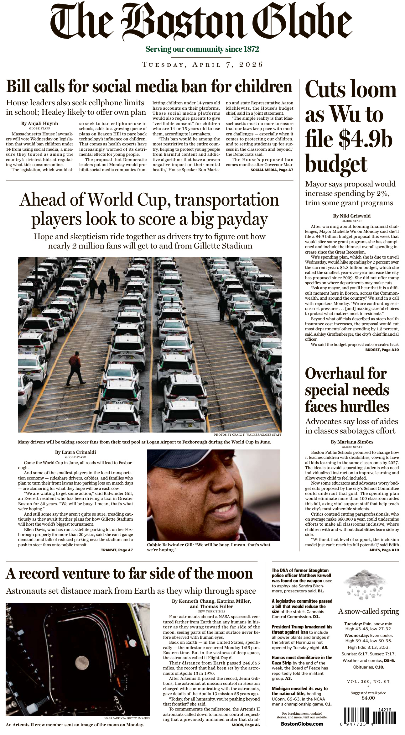 The Boston Globe April 07 2026 The Boston Globe Kitap Kapağı