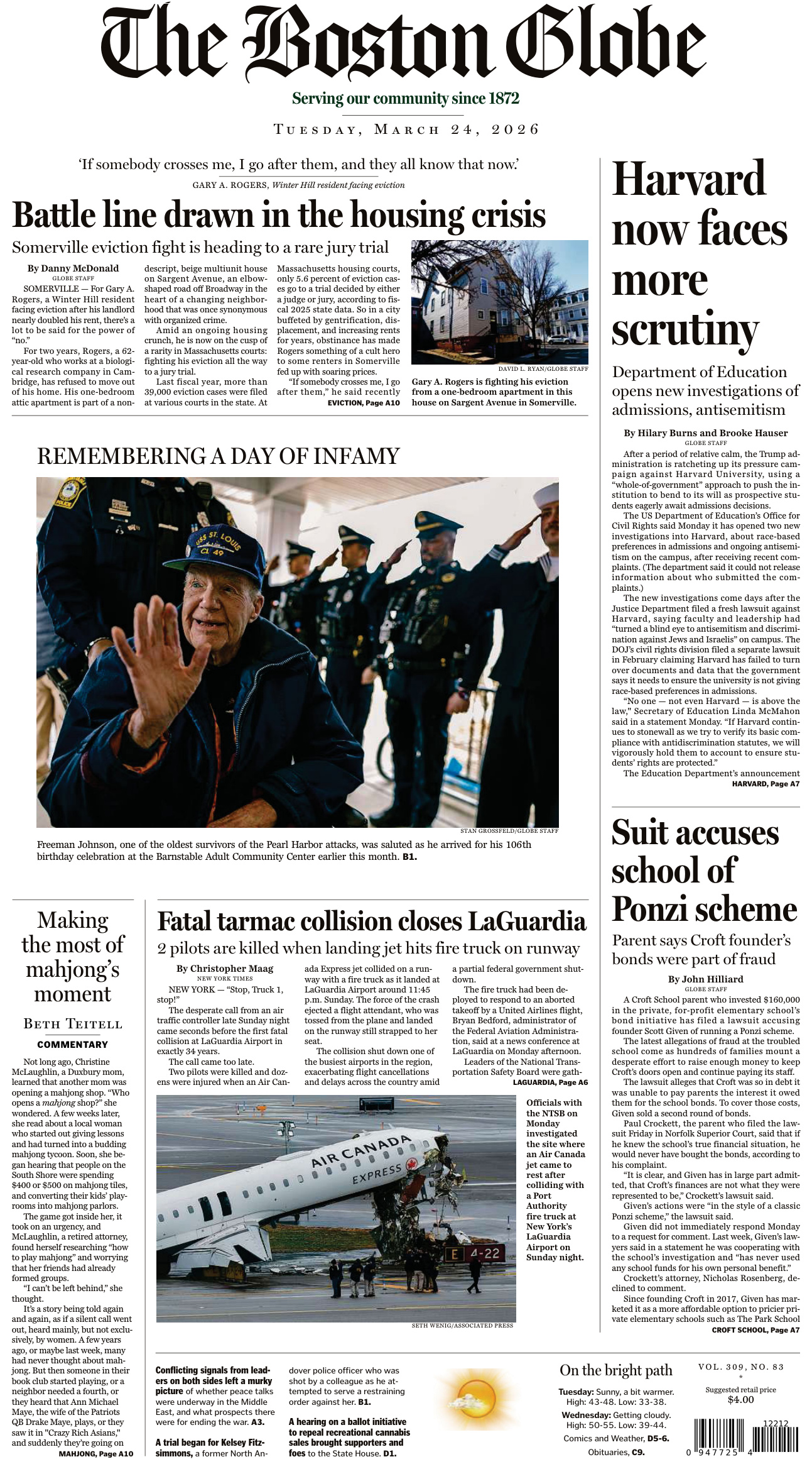 The Boston Globe March 24 2026 PDF Download