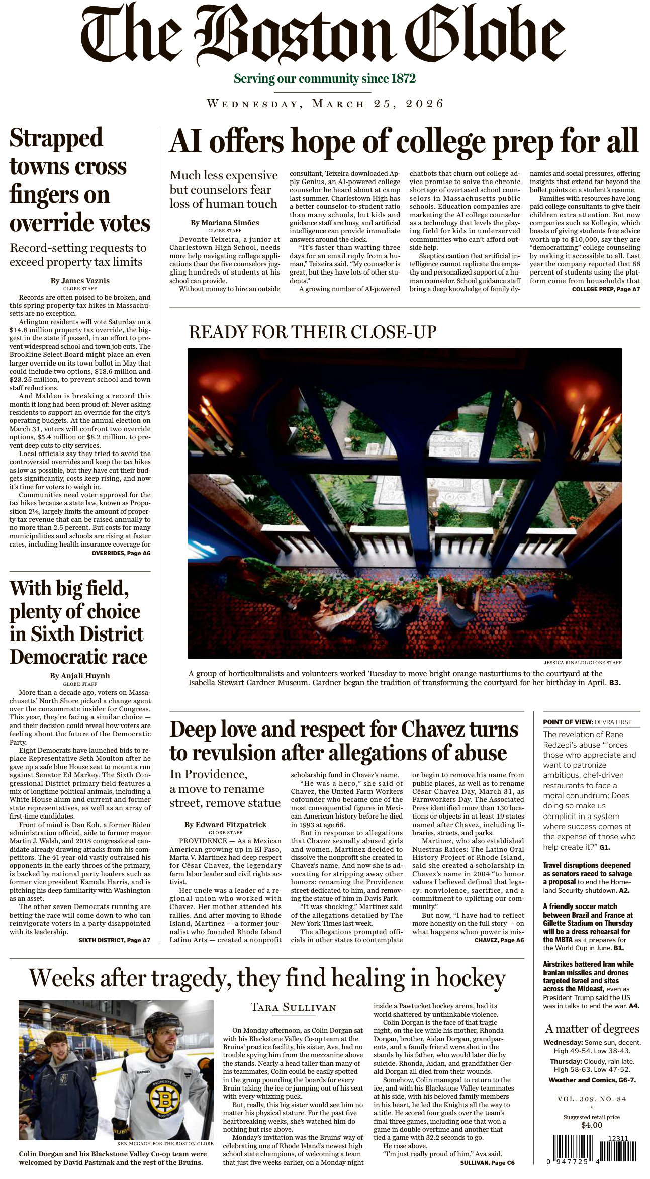 The Boston Globe March 25 2026 The Boston Globe Kitap Kapağı