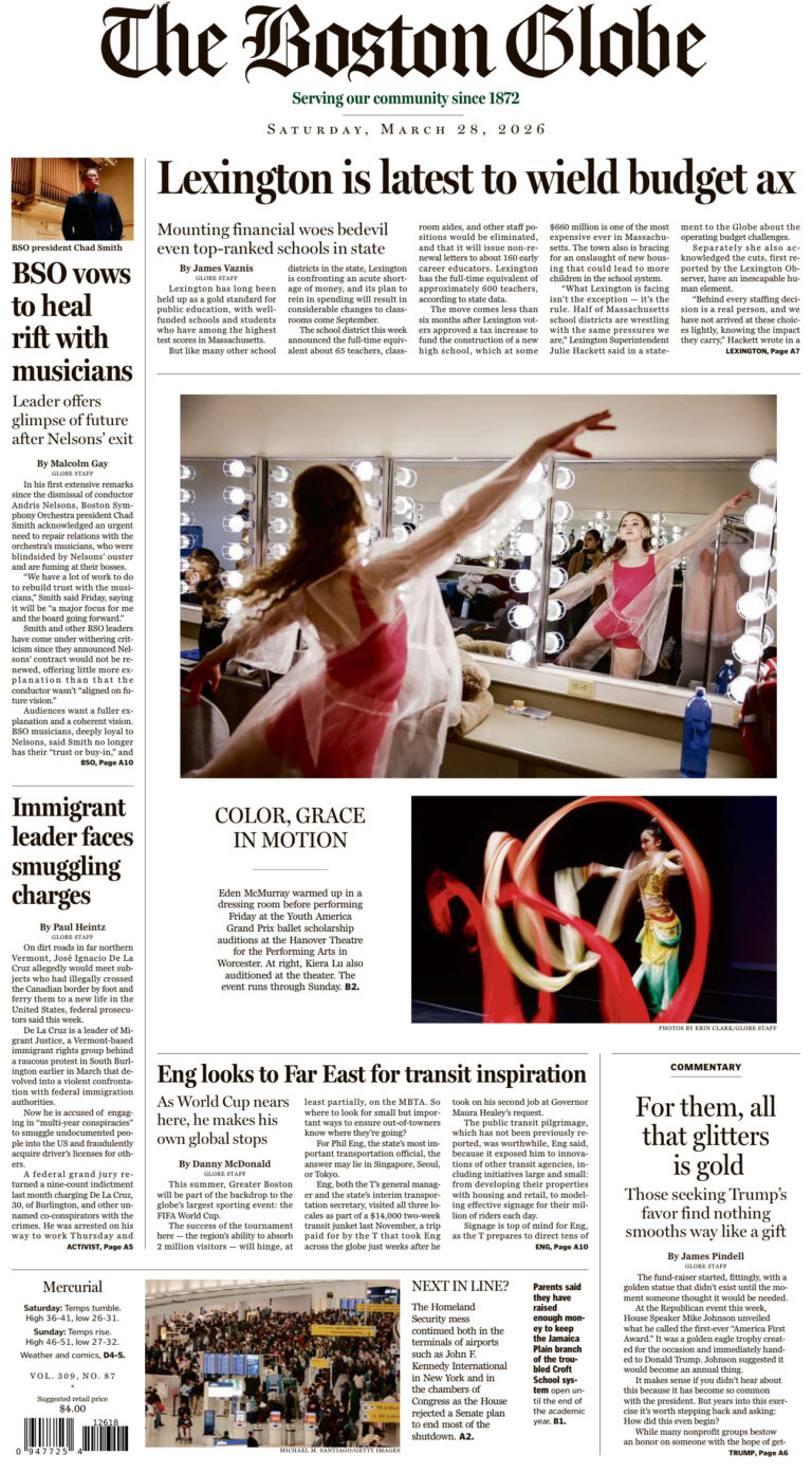 The Boston Globe March 28 2026 The Boston Globe Kitap Kapağı