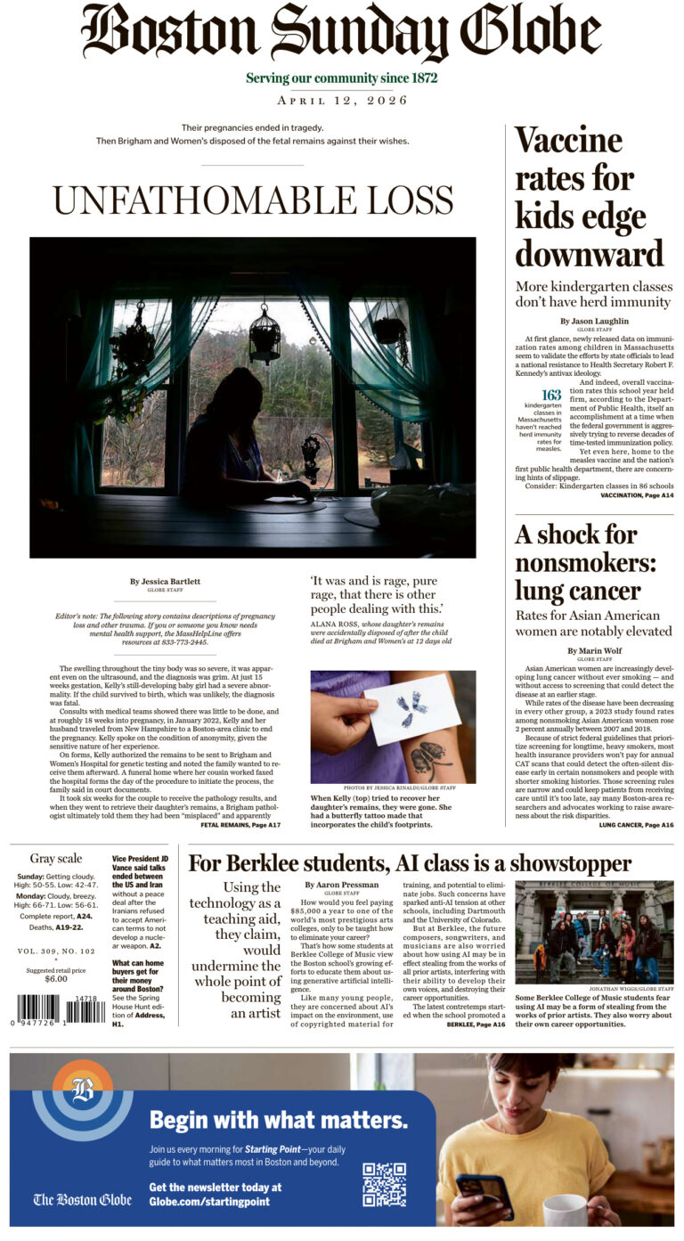The Boston Sunday Globe April 12 2026 The Boston Sunday Globe Kitap Kapağı