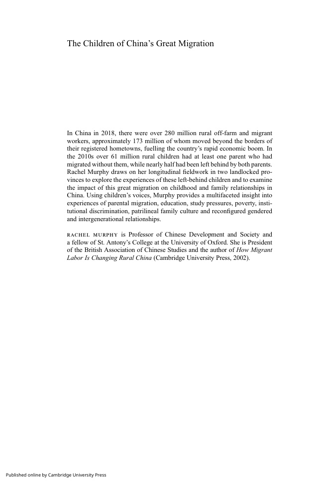 The Children of China's Great Migration PDF Download