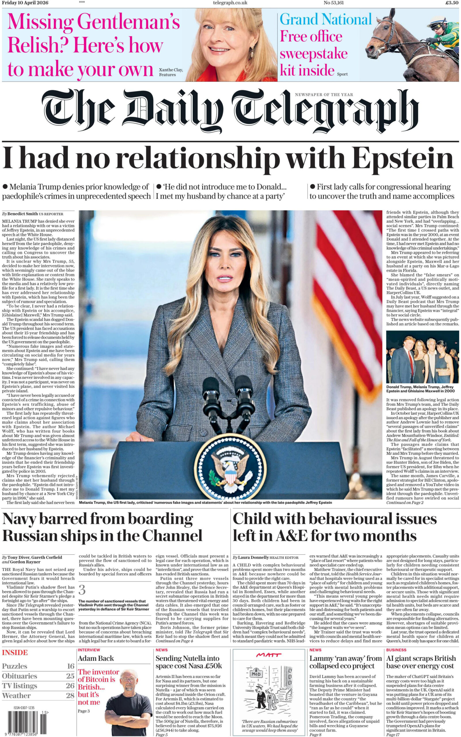 The Daily Telegraph 10 April 2026 The Daily Telegraph Kitap Kapağı