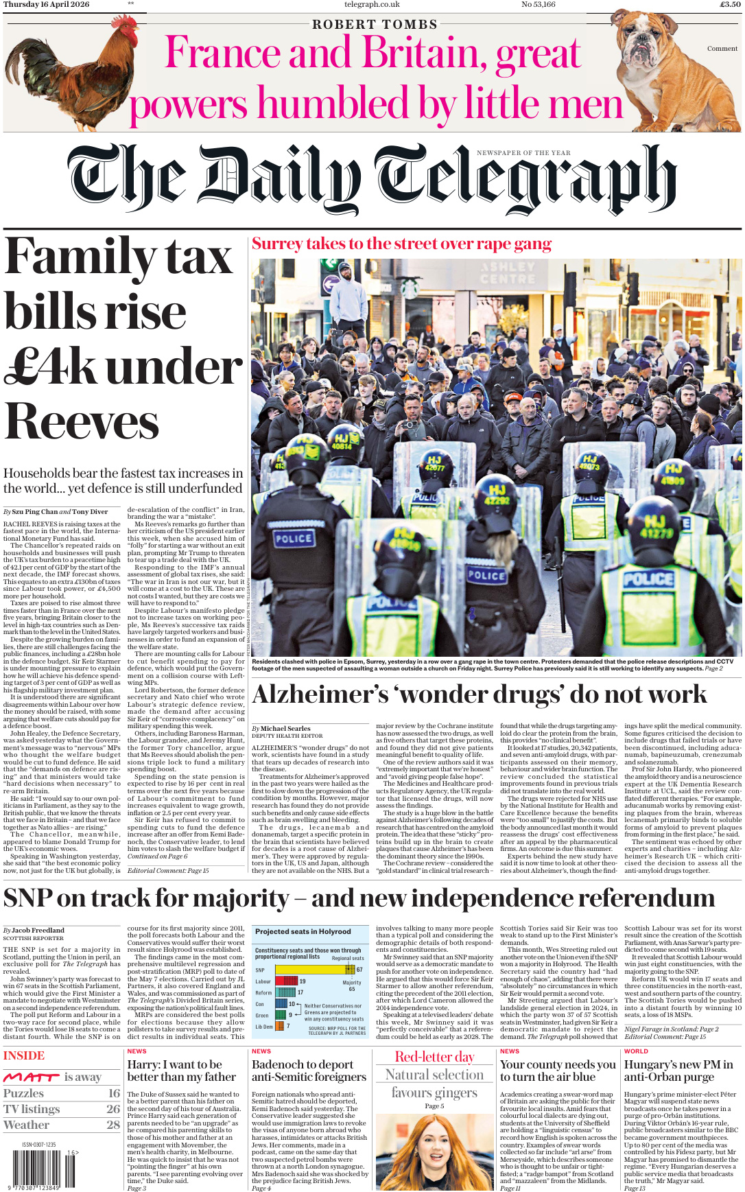 The Daily Telegraph 16 April 2026 The Daily Telegraph Kitap Kapağı