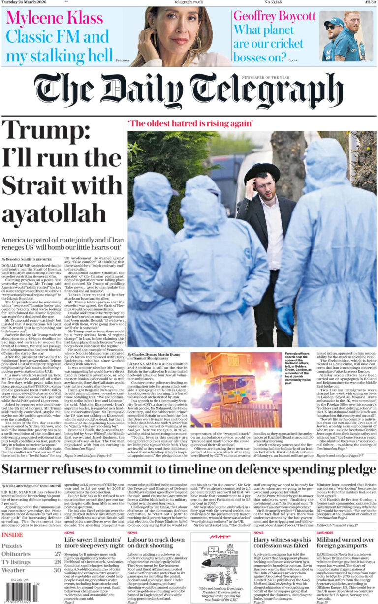 The Daily Telegraph 24 March 2026 The Daily Telegraph Kitap Kapağı