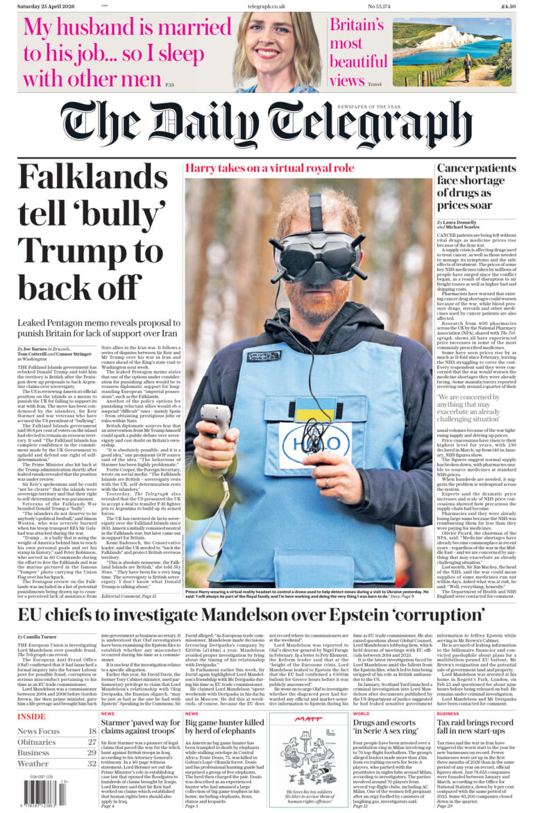 The Daily Telegraph 25 April 2026 The Daily Telegraph Kitap Kapağı