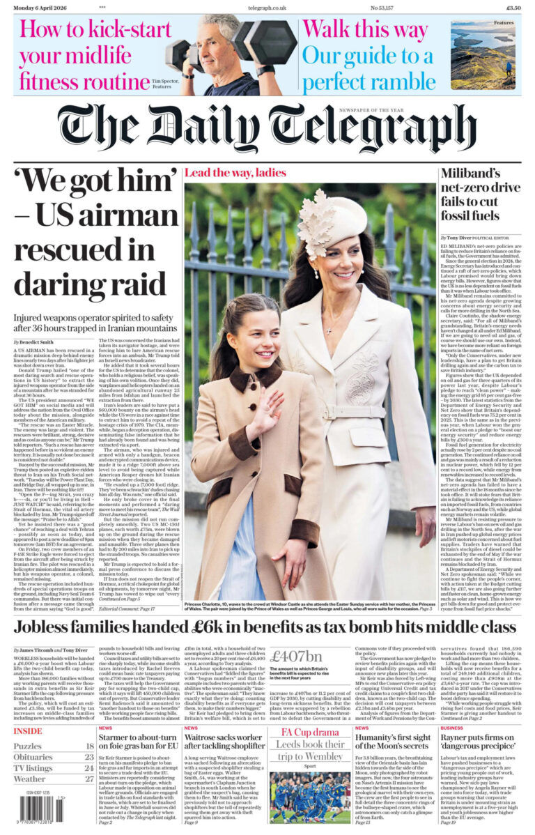 The Daily Telegraph 6 April 2026 The Daily Telegraph Kitap Kapağı