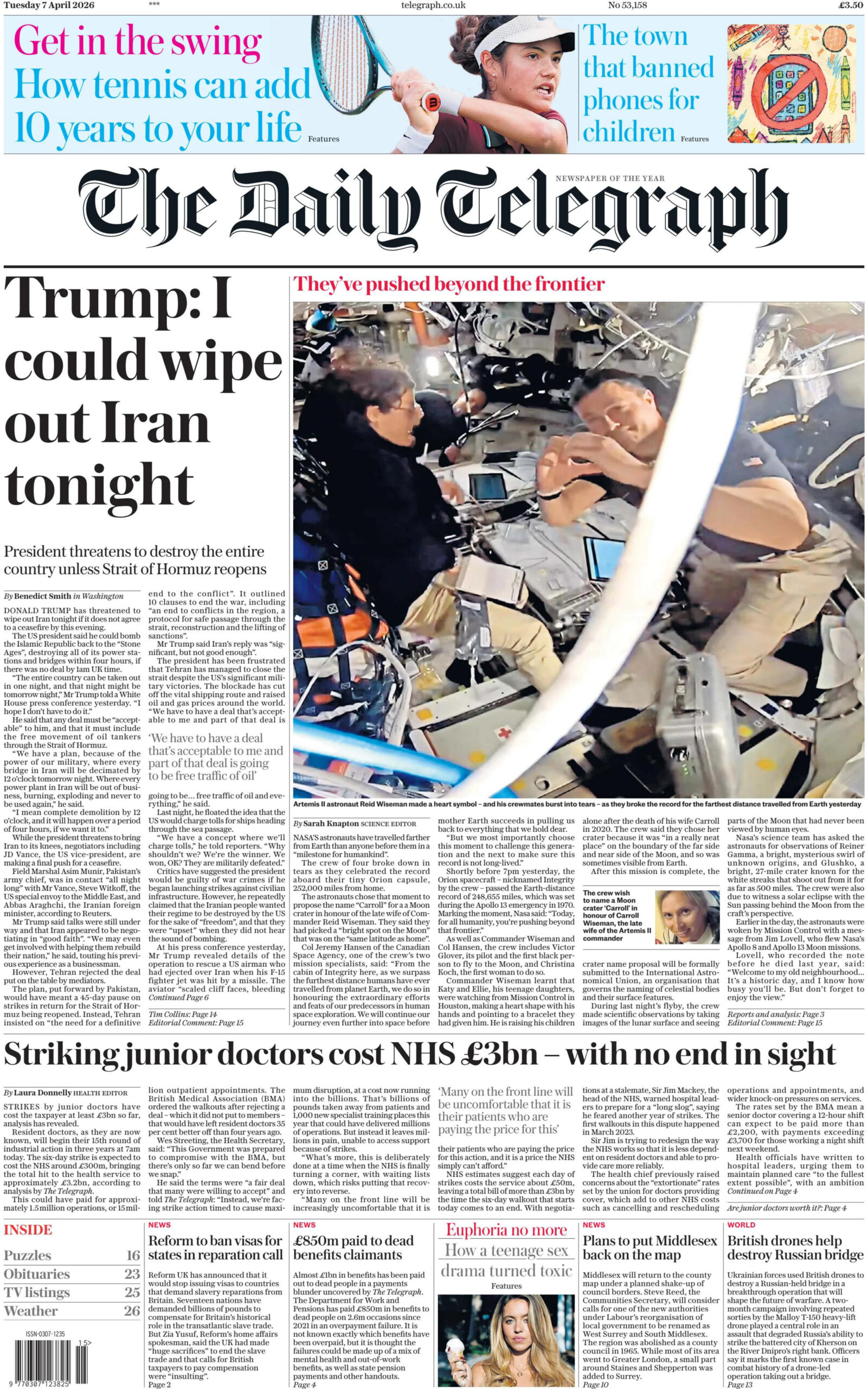 The Daily Telegraph 7 April 2026 The Daily Telegraph Kitap Kapağı