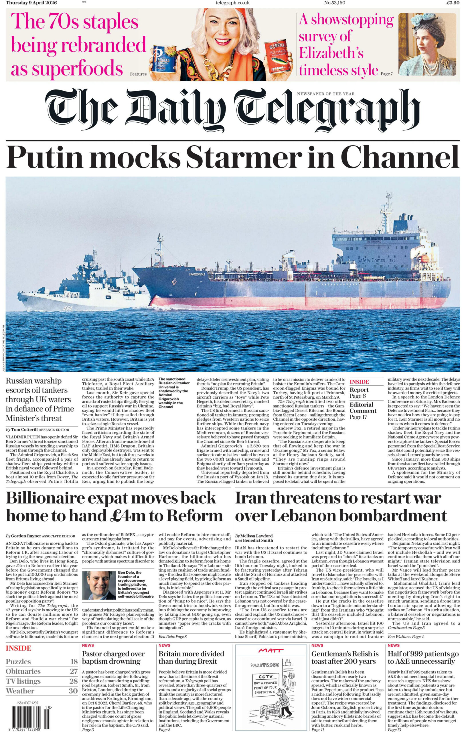 The Daily Telegraph 9 April 2026 The Daily Telegraph Kitap Kapağı