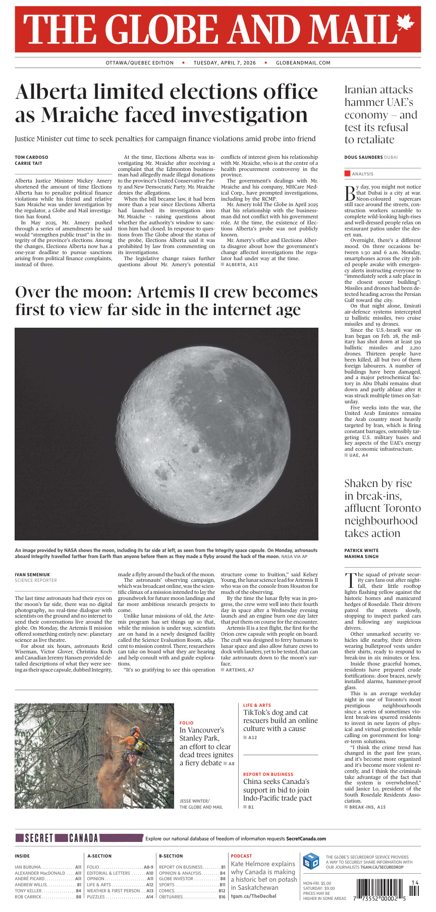 The Globe and Mail OttawaQuebec Edition April 07 2026 The Globe and Mail Kitap Kapağı