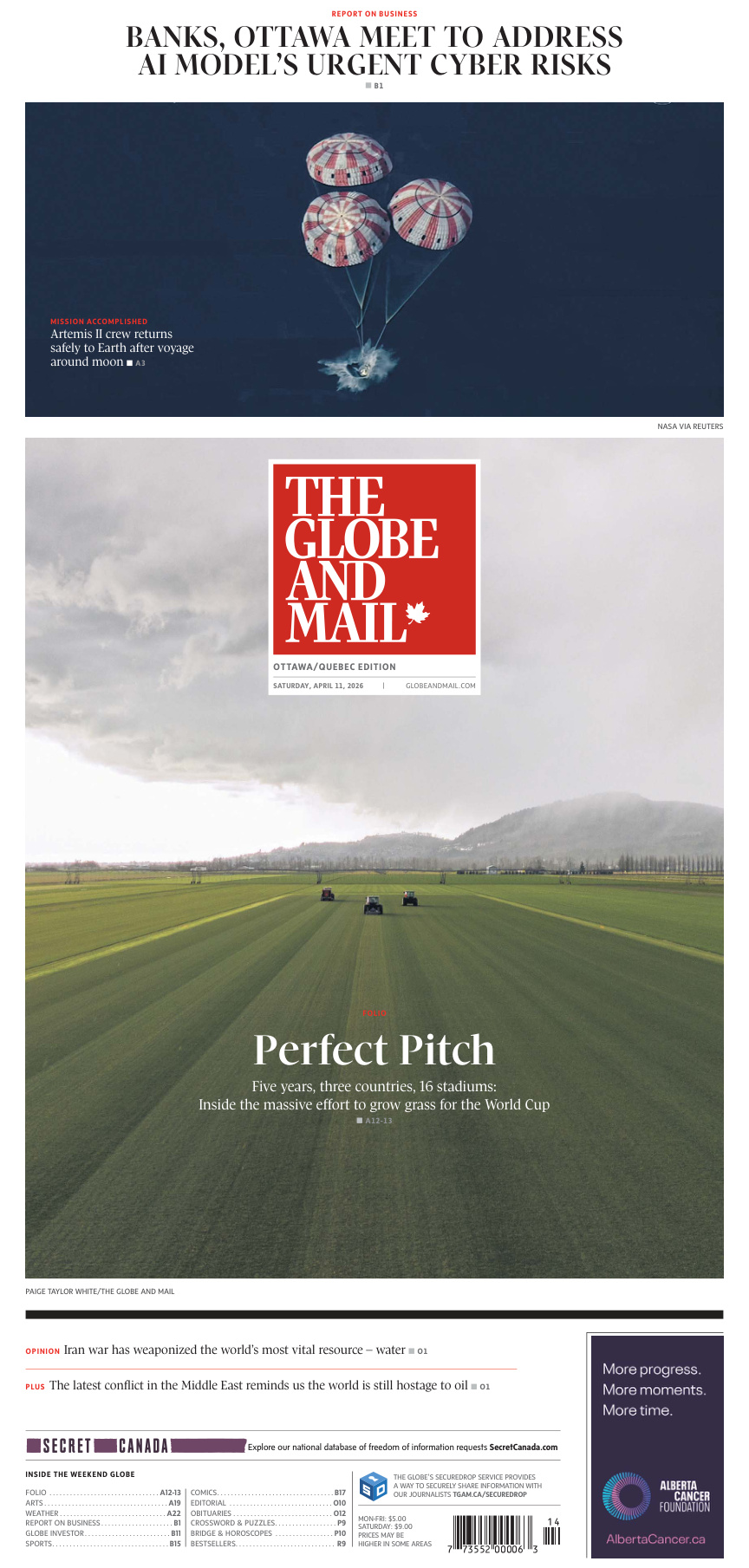 The Globe and Mail OttawaQuebec Edition April 11 2026 The Globe and Mail Kitap Kapağı