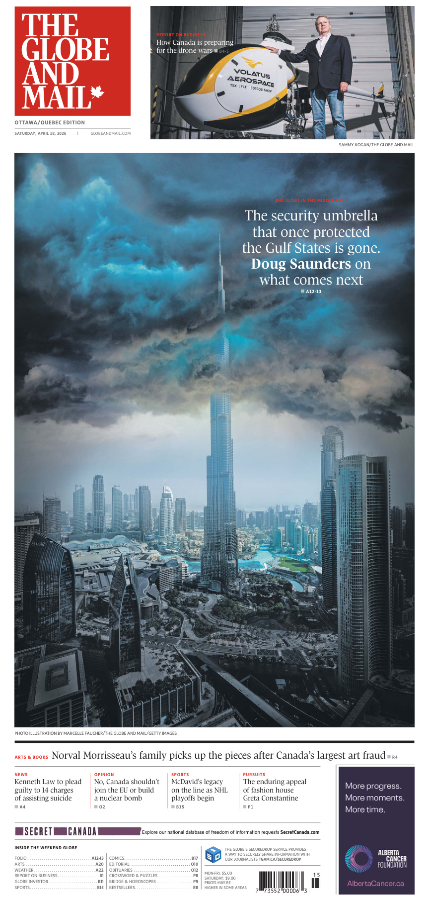 The Globe and Mail OttawaQuebec Edition April 18 2026 The Globe and Mail Kitap Kapağı