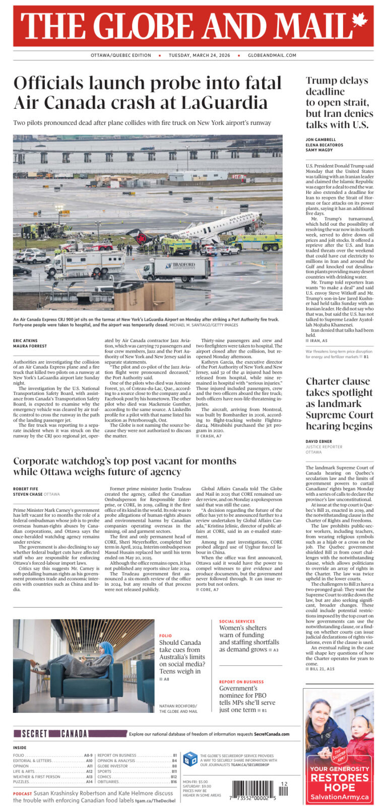The Globe and Mail OttawaQuebec Edition March 24 2026 The Globe and Mail Kitap Kapağı