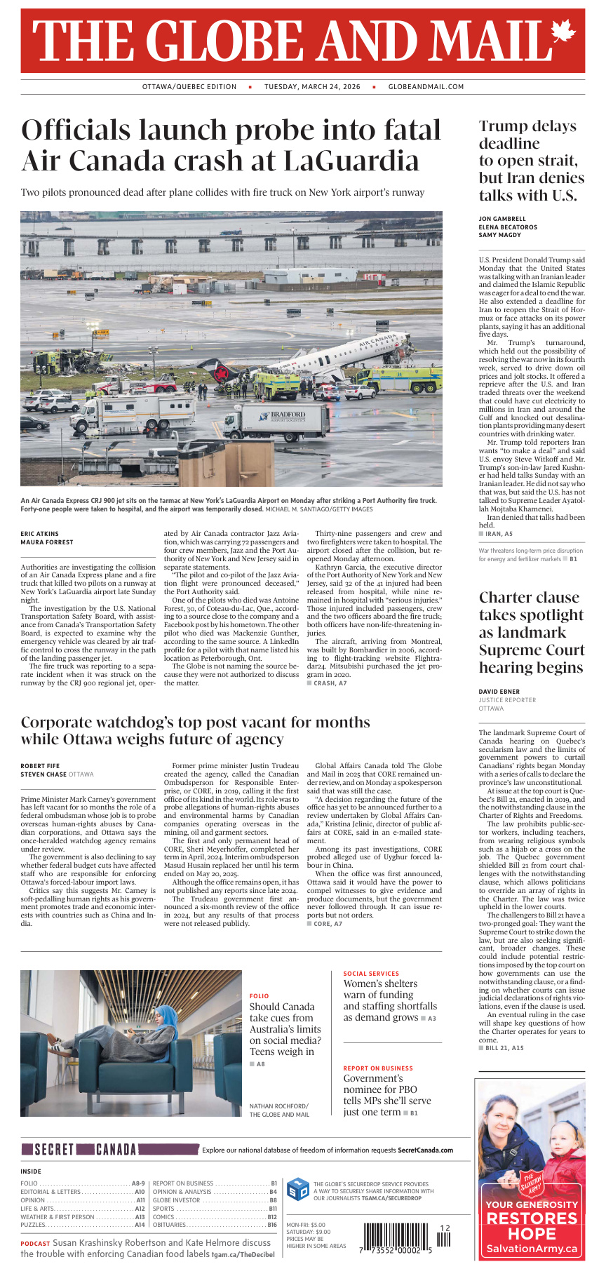 The Globe and Mail OttawaQuebec Edition March 24 2026 The Globe and Mail Kitap Kapağı