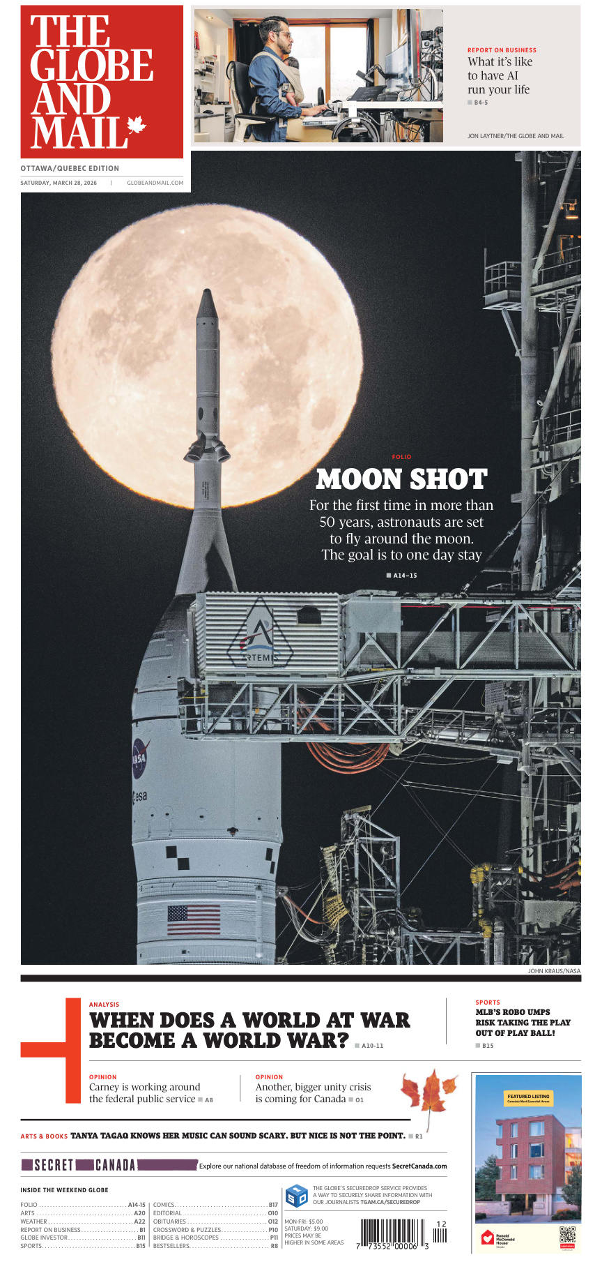 The Globe and Mail OttawaQuebec Edition March 28 2026 PDF Download