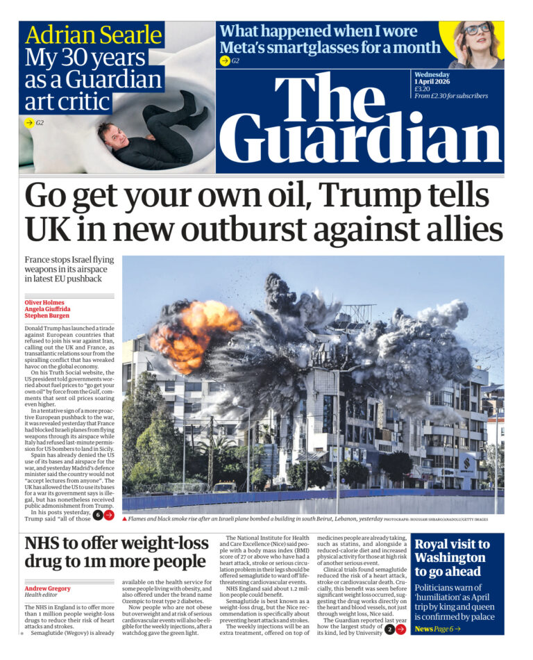 The Guardian April 01 2026 The Guardian Kitap Kapağı