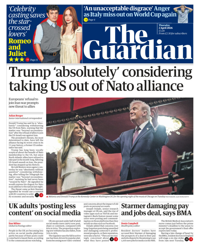 The Guardian April 02 2026 The Guardian Kitap Kapağı