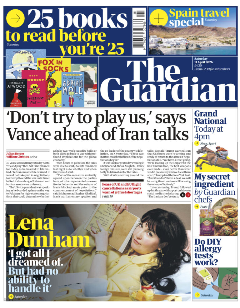 The Guardian April 11 2026 The Guardian Kitap Kapağı