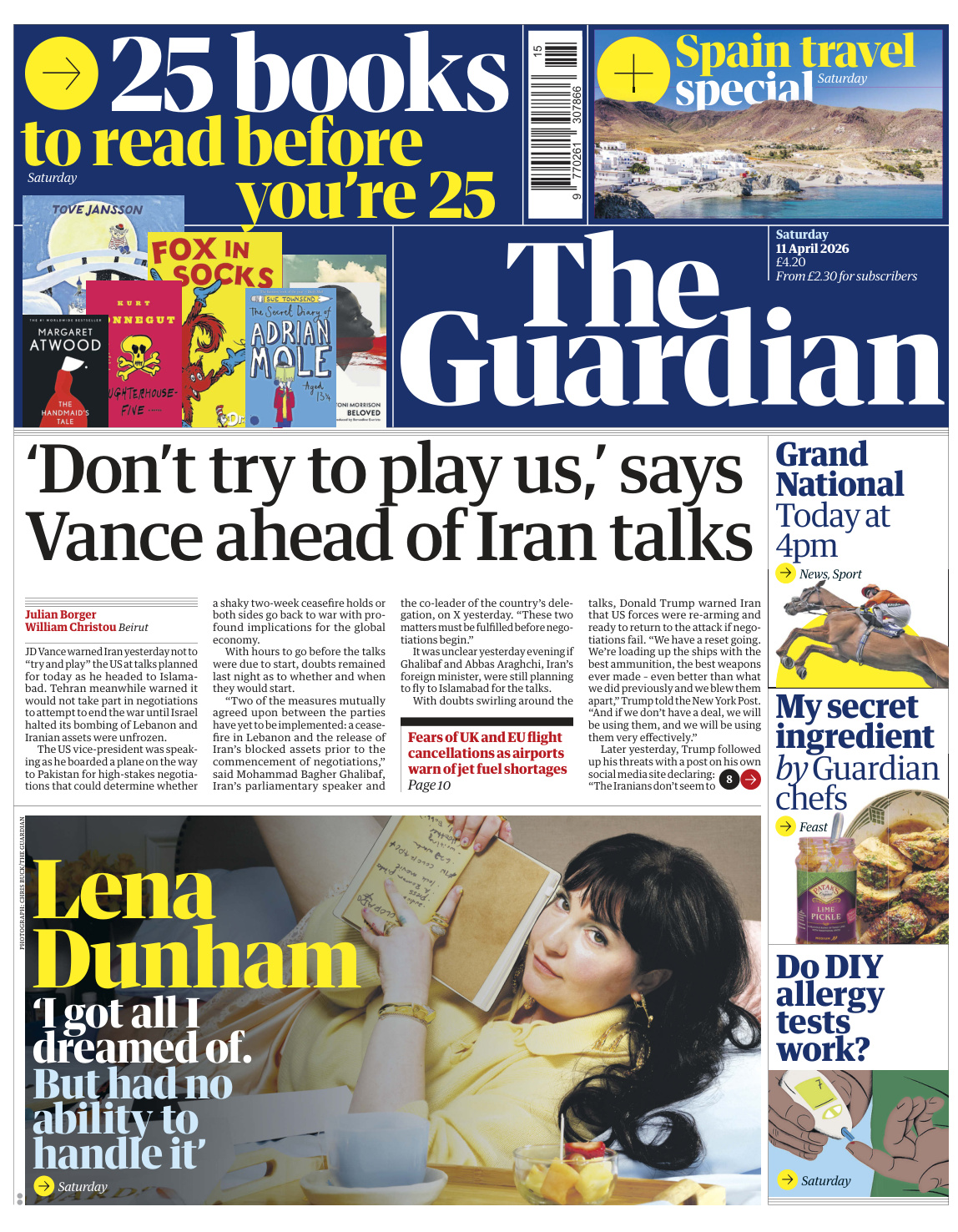 The Guardian April 11 2026 The Guardian Kitap Kapağı