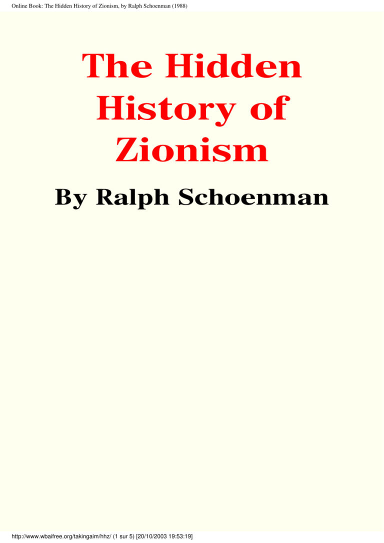 The Hidden History of Zionism Ralph Schoenman Kitap Kapağı