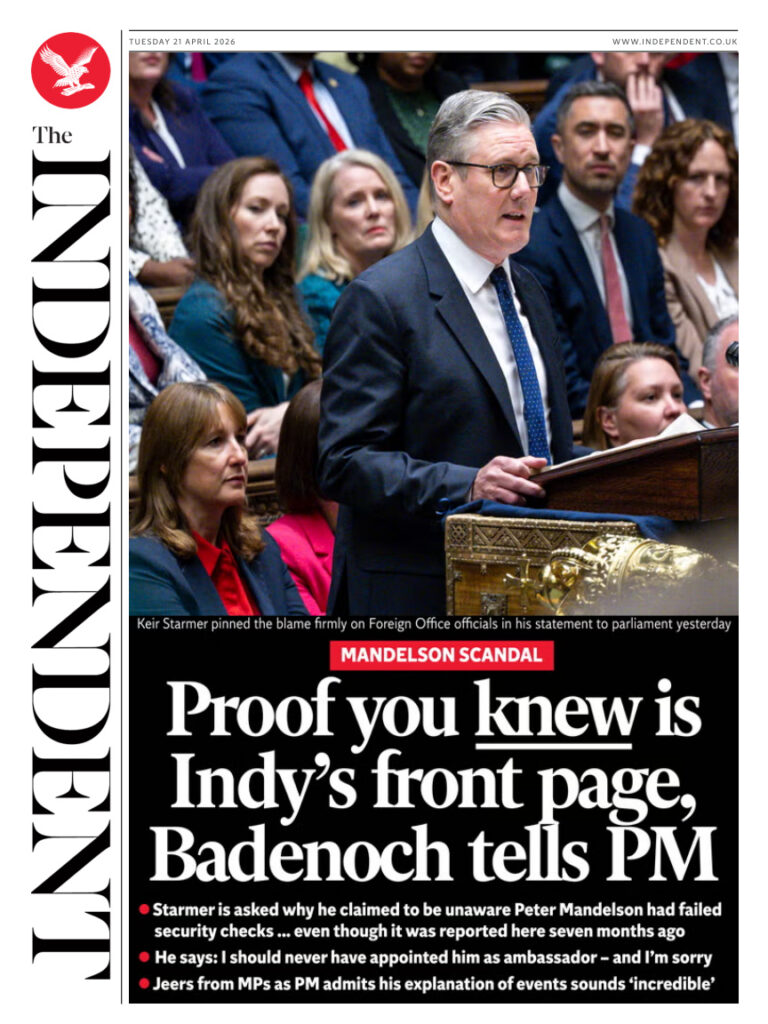 The Independent April 21 2026 The Independent Kitap Kapağı