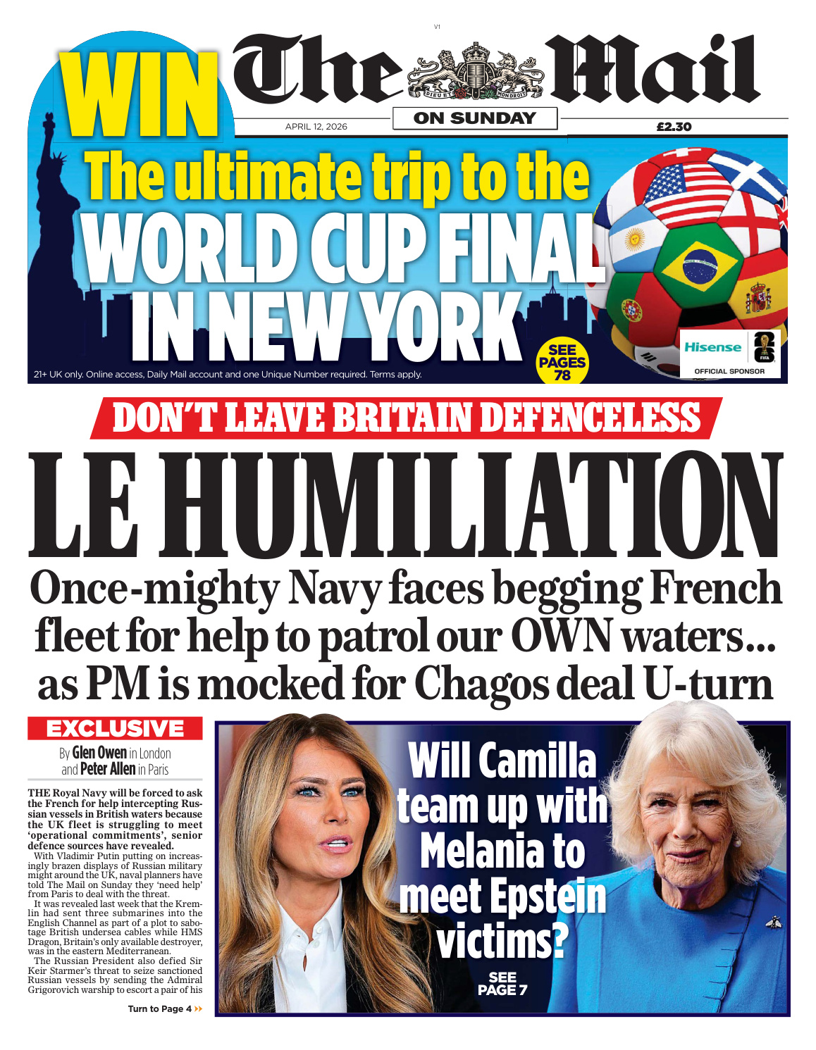 The Mail on Sunday 12 April 2026 The Mail on Sunday Kitap Kapağı