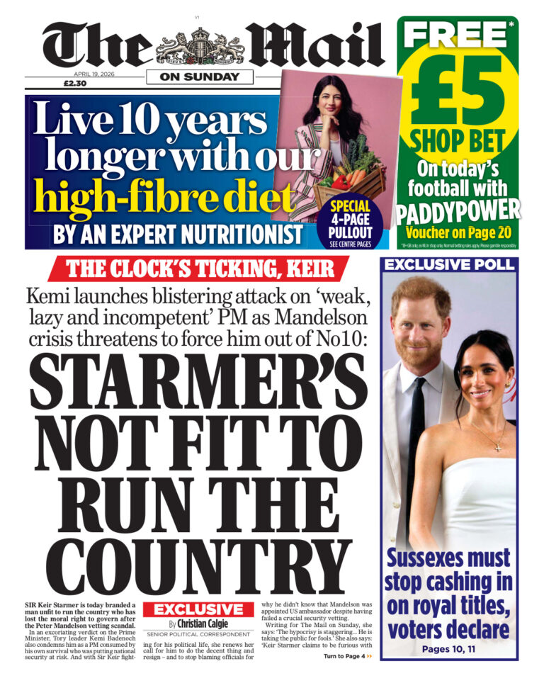 The Mail on Sunday 19 April 2026 The Mail on Sunday Kitap Kapağı