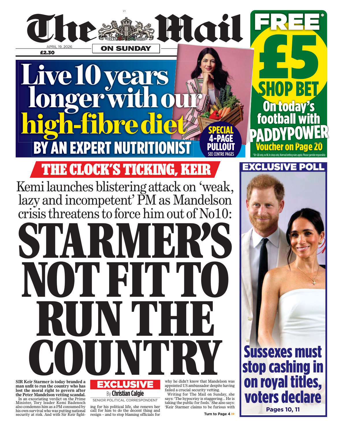 The Mail on Sunday 19 April 2026 The Mail on Sunday Kitap Kapağı
