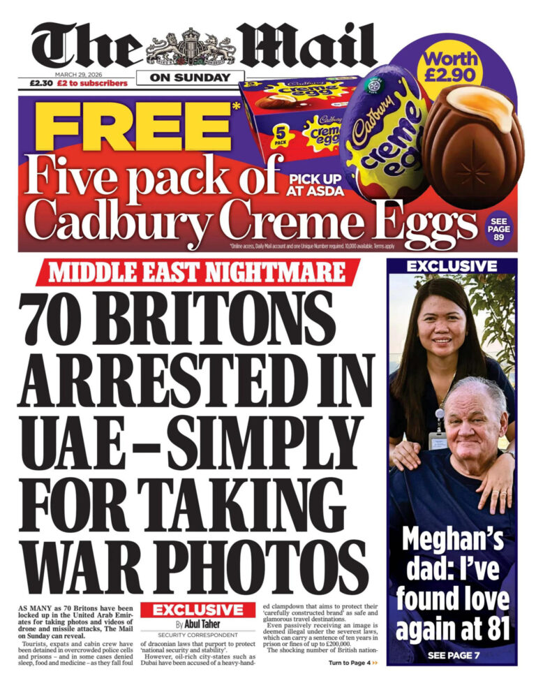 The Mail on Sunday 29 March 2026 The Mail on Sunday Kitap Kapağı