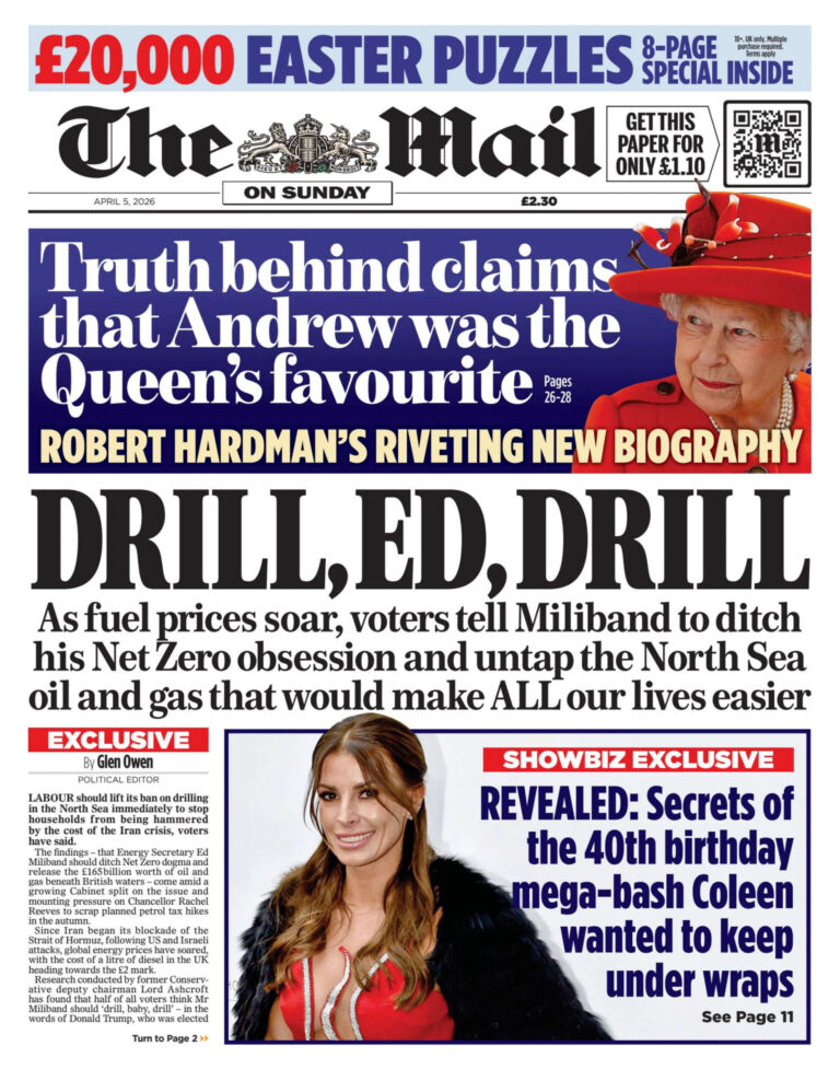 The Mail on Sunday 5 April 2026 The Mail on Sunday Kitap Kapağı