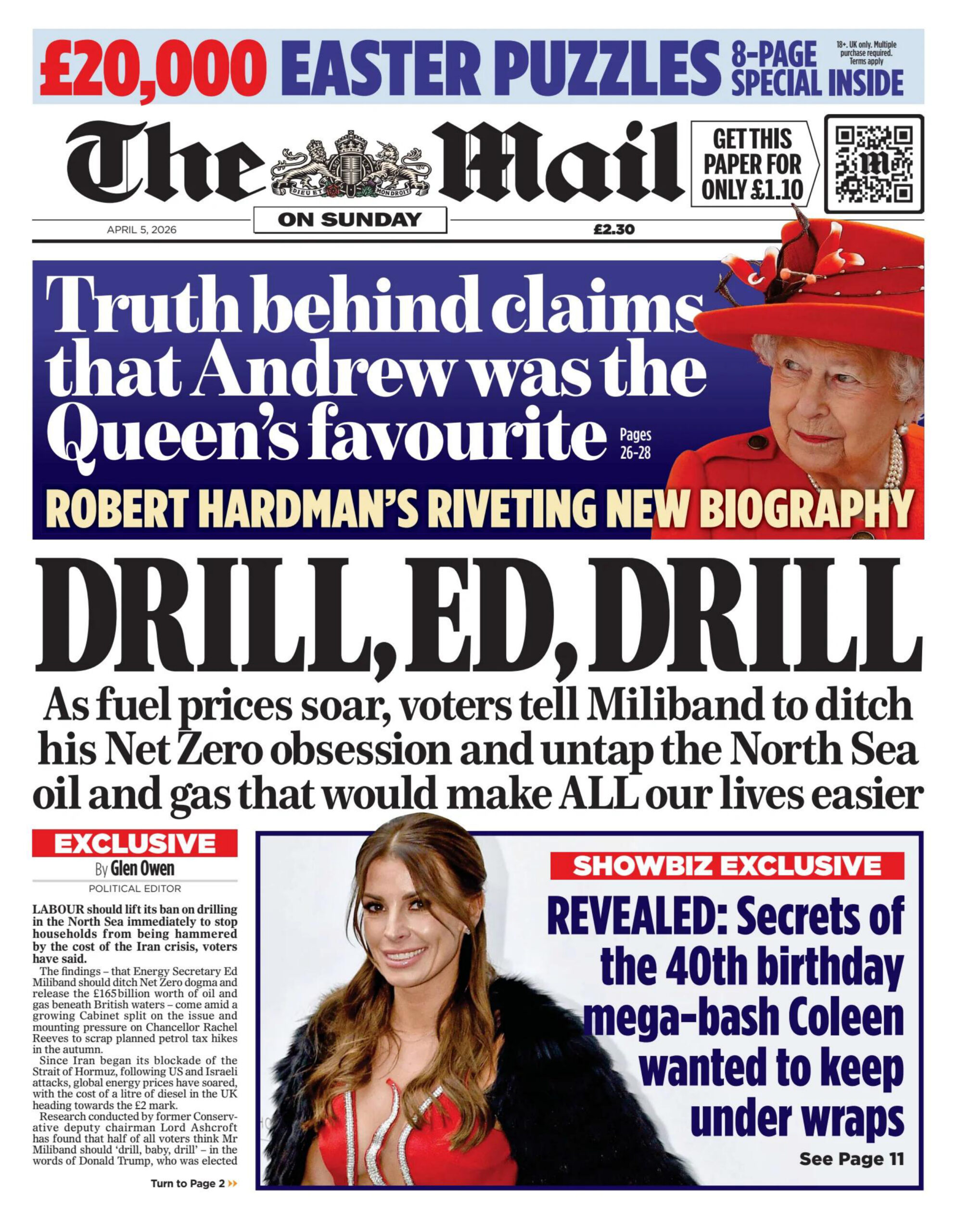 The Mail on Sunday 5 April 2026 The Mail on Sunday Kitap Kapağı