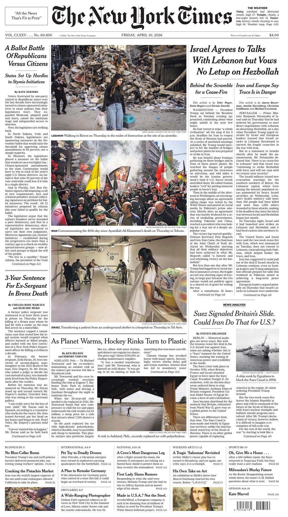 The New York Times 10 April 2026 The New York Times Kitap Kapağı