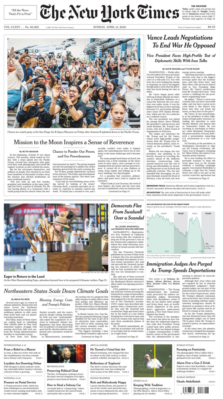 The New York Times 12 April 2026 The New York Times Kitap Kapağı