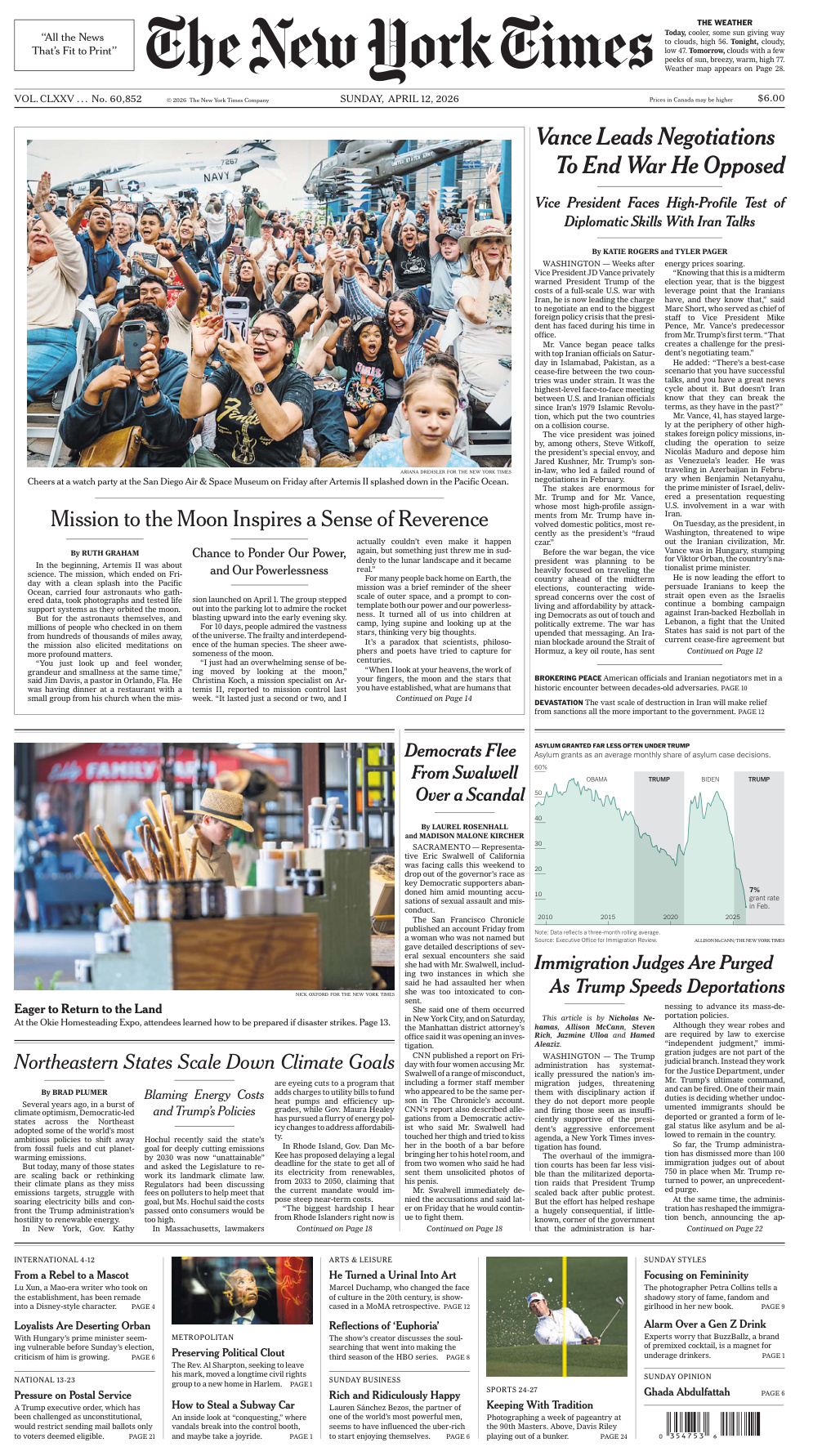 The New York Times 12 April 2026 The New York Times Kitap Kapağı