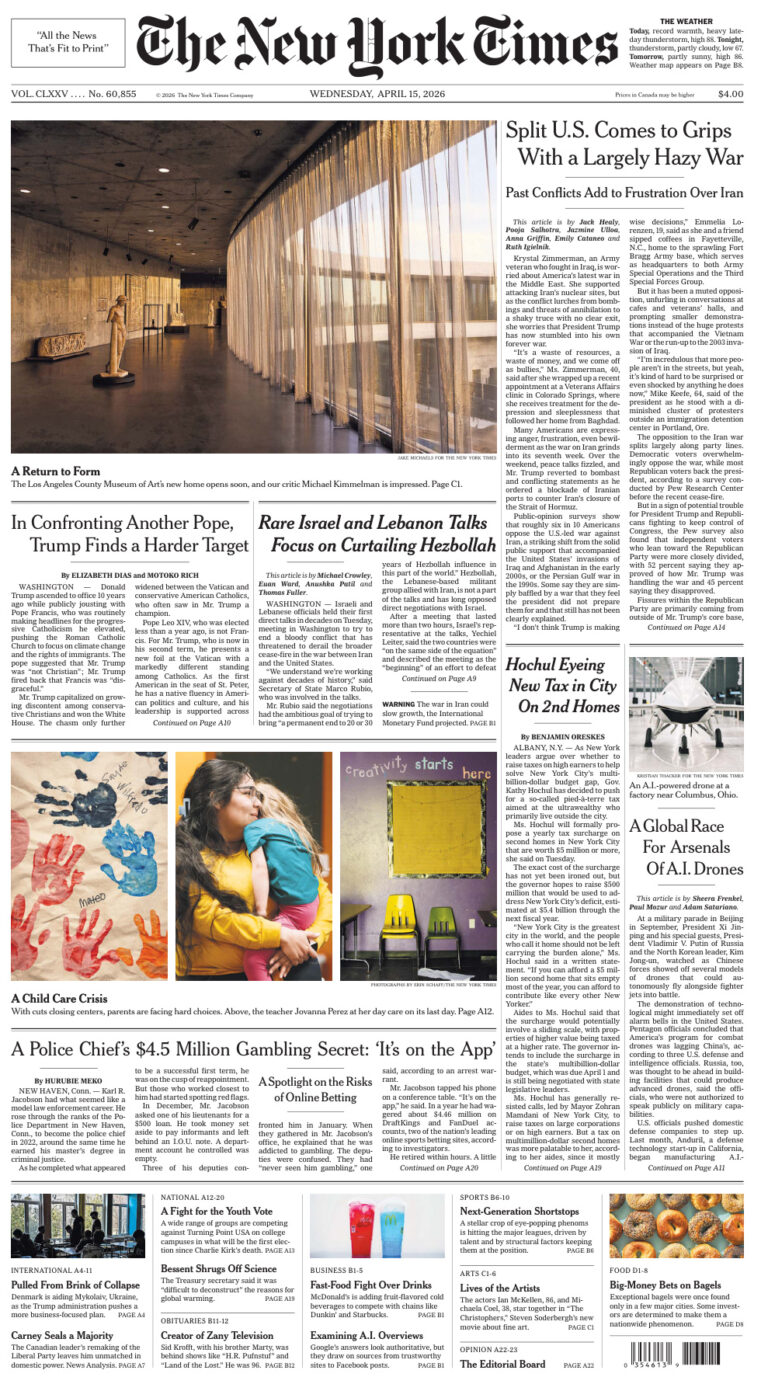 The New York Times 15 April 2026 The New York Times Kitap Kapağı