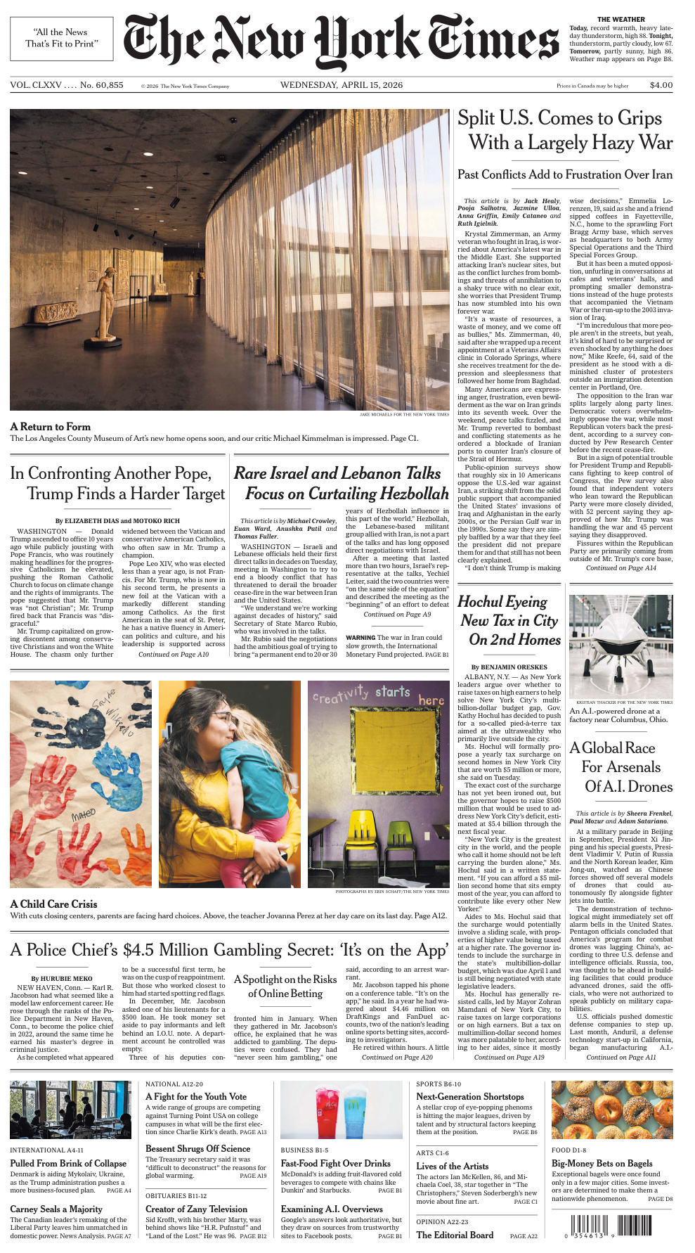 The New York Times 15 April 2026 The New York Times Kitap Kapağı